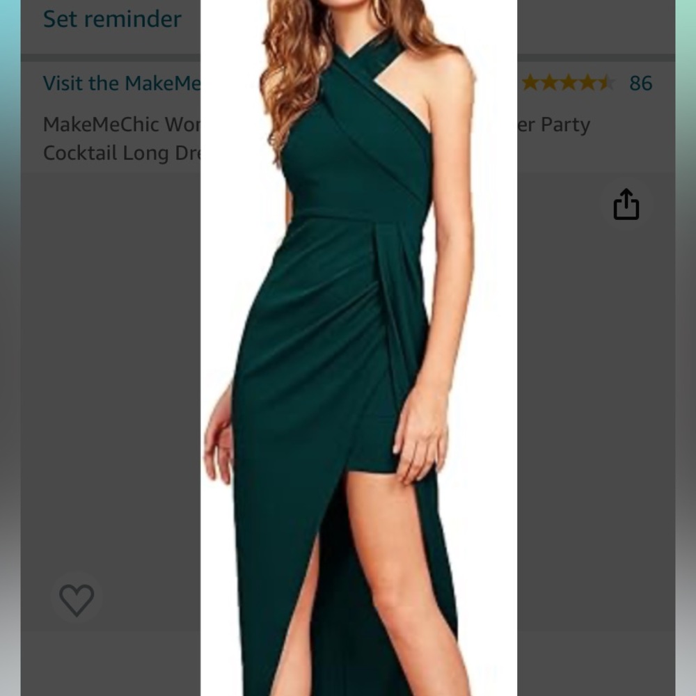 Evergreen halter cocktail dress